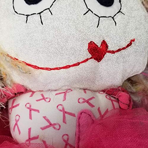 Handmade Big Hair Head Girly Pink Ribbon Doll - Thumbnail 3