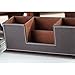 UnionBasic 4 Compartment Desk Organizer - Dual Pen Holder - Card/Pen/Pencil/Mobile Phone Office Supplies Holder (Coffee)