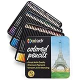 Colore Colored Pencils - 72 Premium Pre-Sharpened Color Pencil Set For Drawing Coloring Pages - Great Art School Supplies For Kids & Adults Coloring Books - 72 Colors