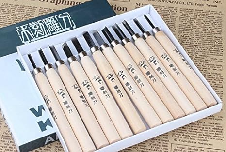 Amazon Co Jp 12個セット 小学生 でも 安心 彫刻刀 図工 工作 美術 趣味 用 ホビー