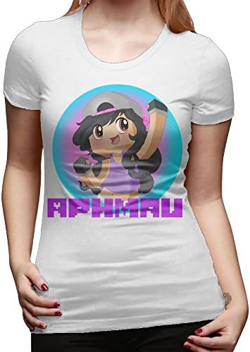 Wonderfly Women's Aphmau Youtube Game T-Shirts Cotton Short Sleeve L White