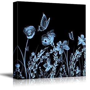 Black Background Flower Theme for Living Room Painting...