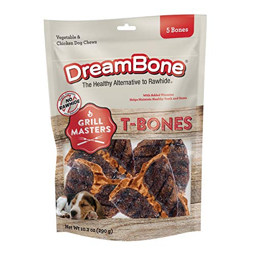DreamBone Grill Masters T-Bones 5Count, Rawhide-Free Chews for Dogs