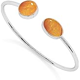 LUSTRE AND LIGHT Natural Gemstones 2 Stone Twister Bangle Bracelet for Women in Sterling Silver, Birthstone Jewelry Gifts for Her Birthday, Anniversary