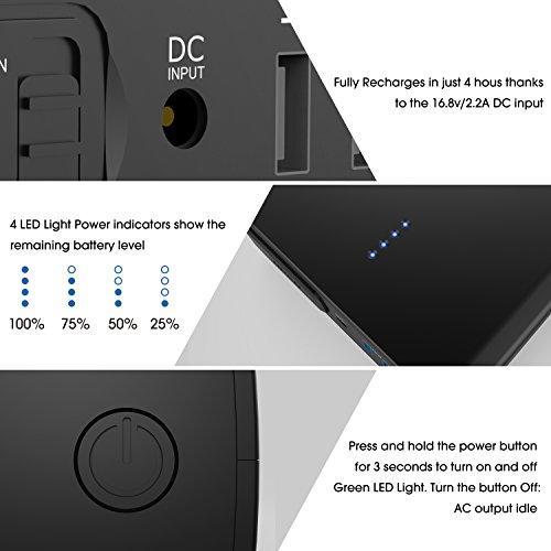DBPOWER-26400mAh-Laptop-Power-Bank-AC-Outlet-Portable-Power-Bank-Travel-Charger-80W-output-with-two-USB-Ports-Universal-Battery-Pack-for-Macbook-Laptops-Smartphones