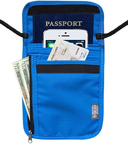 Travel Passport Holder Security Neck Stash Pouch Wallet with RFID Blocking