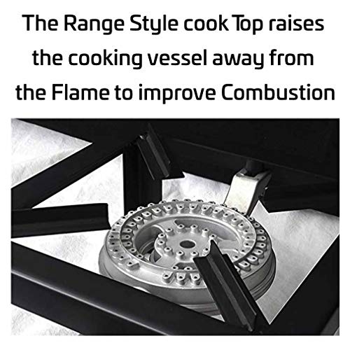 MWShop Rv Lpg Stove Single Burner Angle Iron Camping Adjustable Legs Range Style Cooktop Portable Frame Raises The Cooking Vessel Durable and Rugged Variable Knob Black