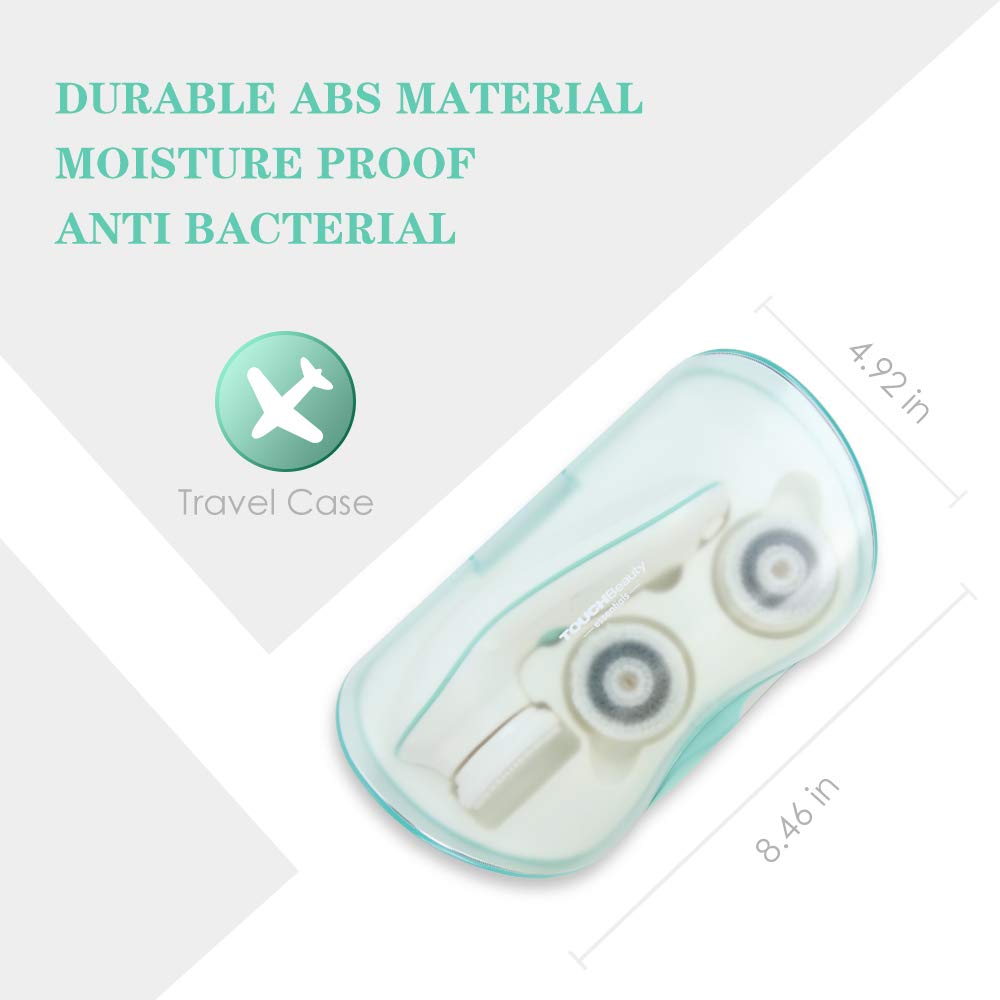 TOUCHBeauty Facial Brush Skin Deep Cleansing & Exfoliating Device with 3 Spin Brushes Original & Official Manufacture Direct | Travel Case, Waterproof, Battery Powered Mint Green: Beauty