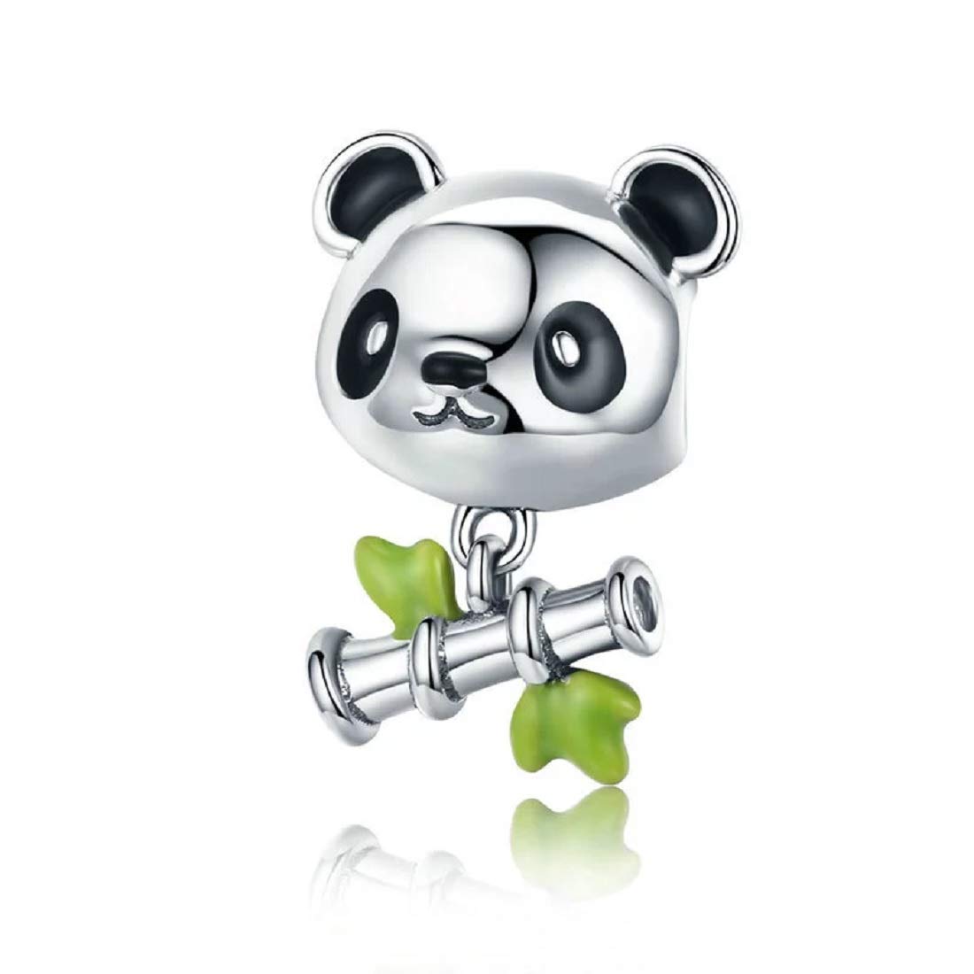 FeatherWish 925 Sterling Silver Charm Panda Bear Bamboo Animal Family Bead Charm Fits And Compatible With Pandora Bracelets Gift For Wife Daughter Best Friend Birthday