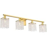 Living District Phineas 4-Light Metal Wall Sconce in Brass and Clear Crystals