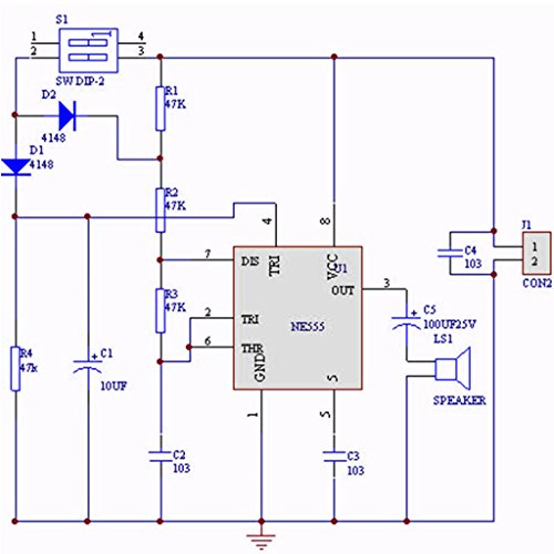 Autone NE555 Oscillator Buzzer Electronic DIY Tone Generator LED Kit 8R 0.25W Speaker