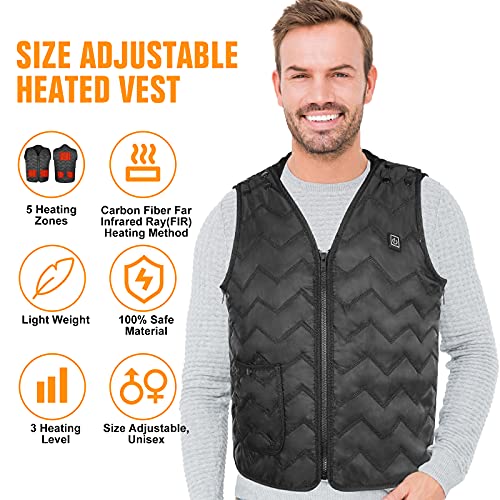 Heated Vest Womens Mens Winter Heating Vest USB Charging Electric Heated Jacket Lightweight Heating Hunting Vest for Outdoor Activities Hiking Motorcycle Camping