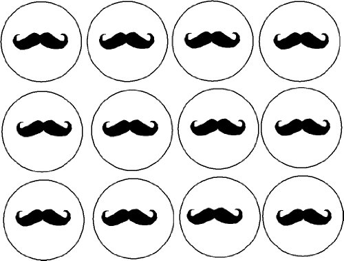 Set of 12 Black Moustache 1.25
