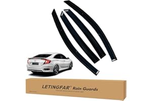 LETINGFAR Window Visors Rain Guards for Honda Civic 2016 2017 2018 2019 2020 2021 Accessories, Wind Deflectors Vent Shades for Honda Civic