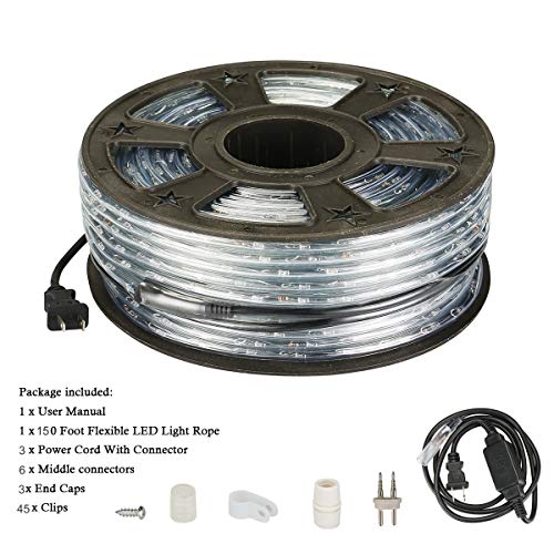 Buyagn 150ft Rope Lights Outdoor, Waterproof Rope Lights Outdoor,LED