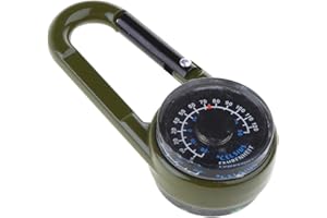 RDTGHY Outdoor Multifunctional Carabiner Clip with Thermometer Compass Dual Display Keychain for Hiking Camping Emergency Sur