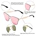 Mirrored Sunglasses for Women Men, Rimless Metal Frame with Sunglasses Case 3576 (PINK)