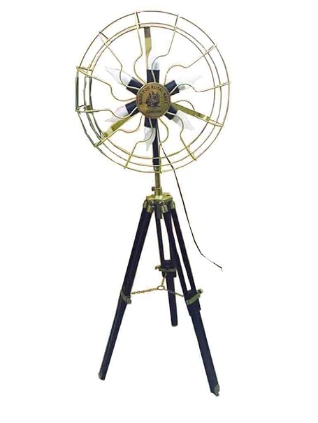 REGAL SURVEY Brass Vintage Style Fan Light with Tripod Stand - (51-inch, Antique)