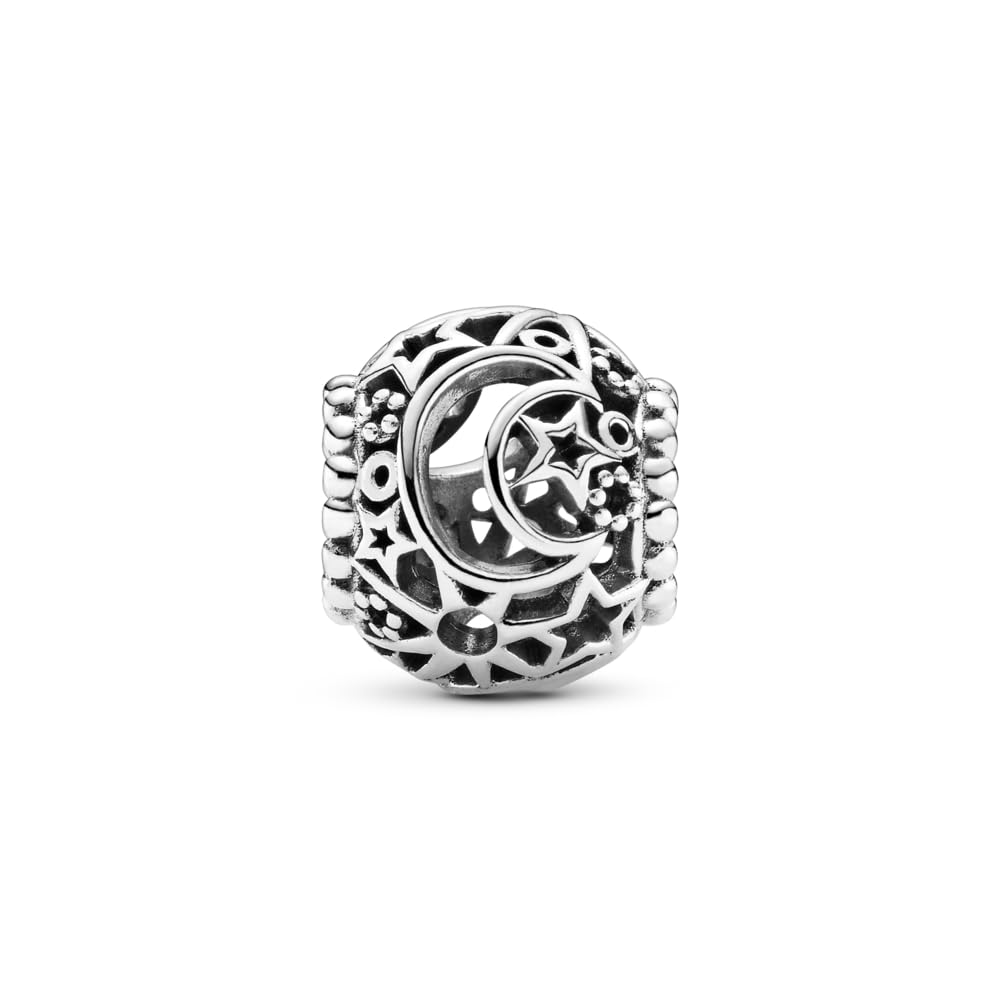 PANDORA Offen gearbeitetes Sonne, Mond & Sterne Charm, Sterling-Silber799183C00