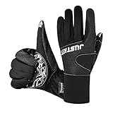 JUSTKIT Waterproof & Windproof Thermal Gloves - 3M Thinsulate Winter Touch Screen Coldproof Gloves - Light Weight Thin - For Cycling,Riding,Running,Outdoor Sports - For Women and Men - Black (M)