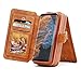 Galaxy S9 Plus Case,JGOO 2 in 1 PU Leather Huge Capacity 10 Card Slots Detachable Wallet Case,[Hidden Mirror & Zip Bag] Magnetic Separable TPU Back Cover for Samsung Galaxy S9 Plus,Brown