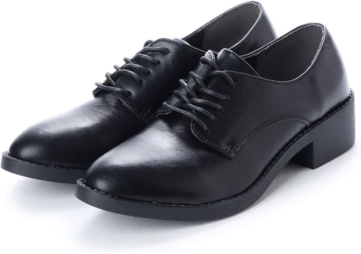 Amazon スクランブル オックスフォードシューズ レースアップマニッシュシューズ おじ靴 太ヒール レースアップ レディース シューズ ローファー Scramble スクランブル レースアップ