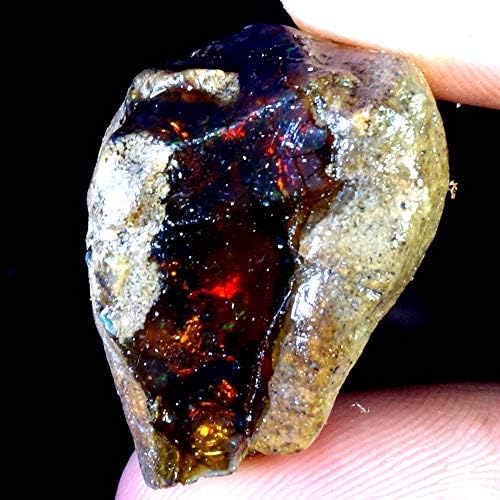 ATOZ SHOPPING 31.70Cts. 100% Natural UNTREATED Multi FIRE Ethiopian Black Opal Rough Gemstone