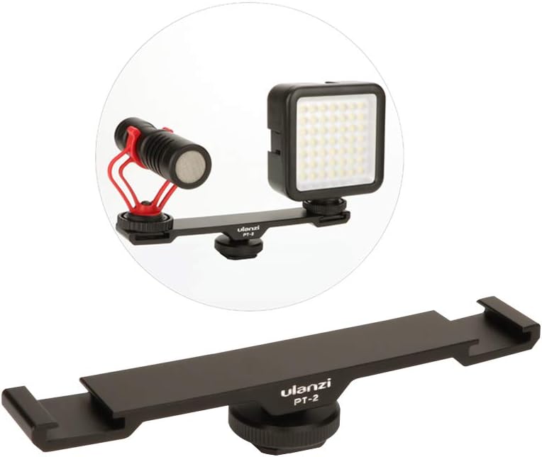 Dual Cold Shoe Mount Plate Extension Bracket for Nikon Canon DSLR Camera LED Video Light Microphone