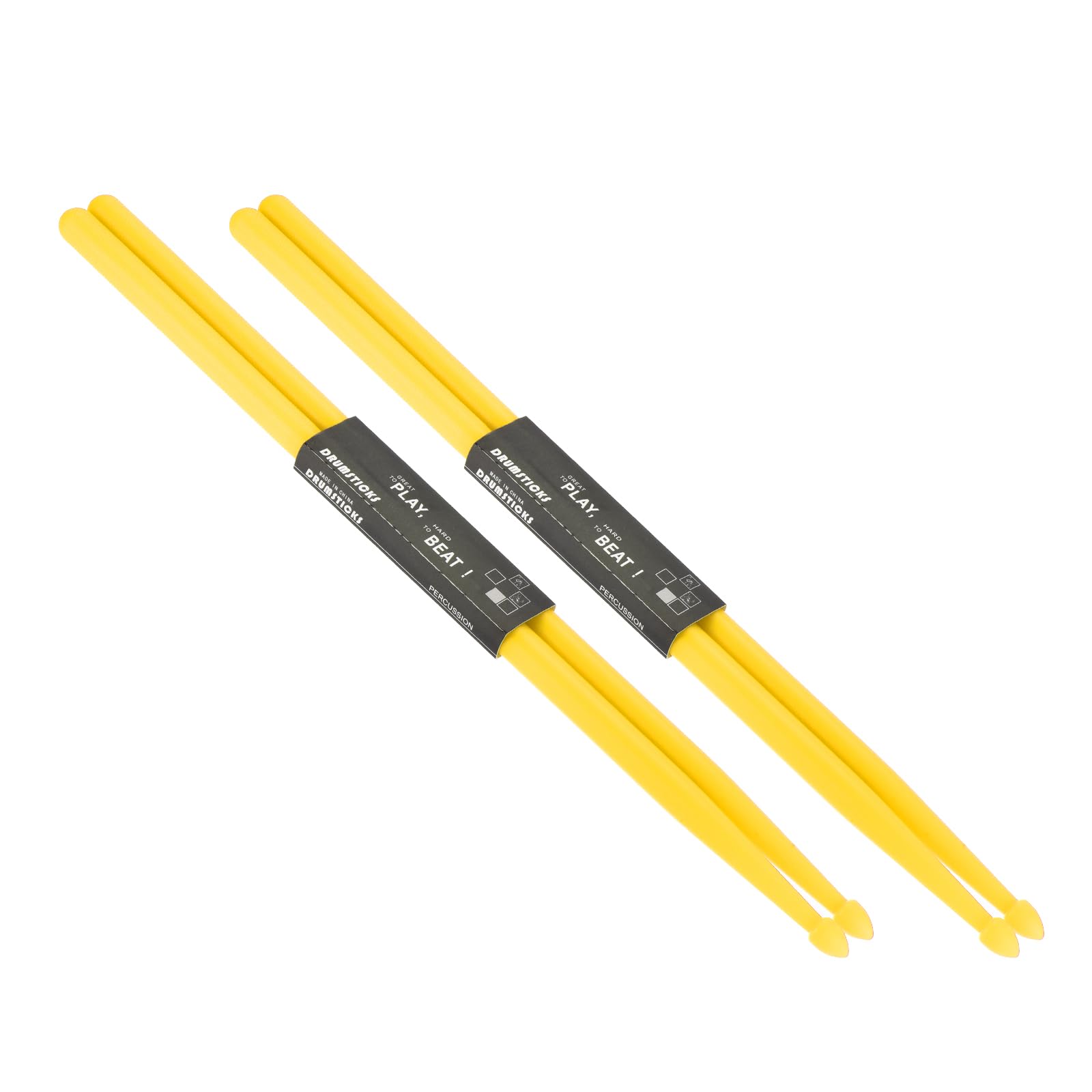 PATIKIL 2 Pairs Nylon Drumstick 7A Plastic Anti Slip Handle Drum Stick for Adults Electronic Drums Musical Instrument Percussion Yellow, 16"