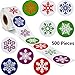 500 Pieces Christmas Snowflakes Label Stickers Christmas Round Stickers Snowflake Label Stickers Circle Label Seal Sticker with Snowflake, 1.38 Inches