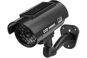 Solar Powered Dummy Security Camera, Outdoor Waterproof Anti-Theft Simulation Monitor with LED Red Flashing Light