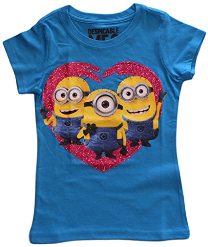 Despicable me girls  minion glitter heart tee xs(4/5)