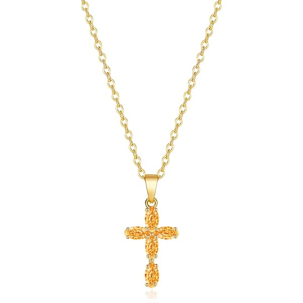 Dainty Gold Cross Necklace With Butterfly & CZ Pendant - 18K Gold Plated, 16+2 Inch Chain, Boho Jewelry Gift For Women & Teens - View #14