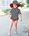 RuffleButts Little Girls Red & Black Polka Dot Ruffled Rash Guard Bikini - Red/Black - 4T