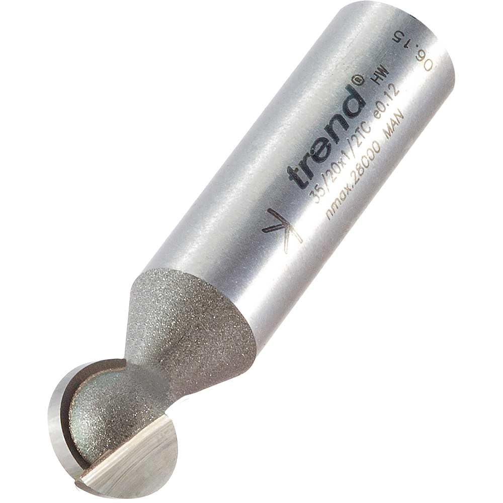 Trend Professional Ball Groover Router Cutter, 1/2 Inch Shank, 12.7mm Cut Diameter, 6.35mm Radius, 58mm Cut Length, 35/20X1/2TC