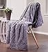 Chanasya Super Soft Fuzzy Fur Faux Fur Cozy Warm Fluffy Beautiful Geometric Pattern Plush Sherpa Grey Fur Microfiber Throw Blanket (50