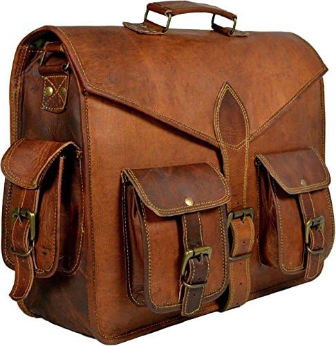 Vintage Leather Messenger Bag for Men Leather Satchel 15” Laptop Briefcase