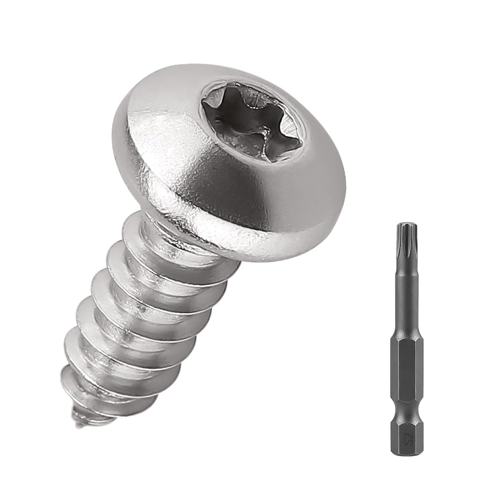 Photo 1 of #6 x 3/8" Torx Pan Head Sheet Metal Screws, 304 Stainless Steel 18-8 Self Tapping Screws for Metal & Wood & Plastic, 100-Pack with Torx Bit