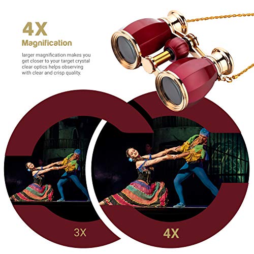 ESSLNB Opera Binoculars Glasses for Adults Women 4X30 Theater Binoculars Concerts Antique Compact Binoculars with Case Removable Chain