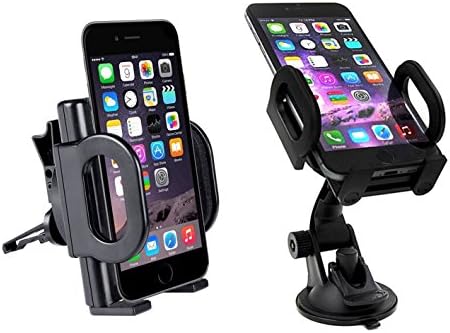Car Mount Holder, GRANDTAU 2 in 1 Windshield / Dashboard / Air Vent Universal Cell Phone Cradle, Adjustable Grips, Fits iPhone 7 6s Plus 6s 5s 5c Samsung Galaxy S7 Edge S6 S5 Note 5 4