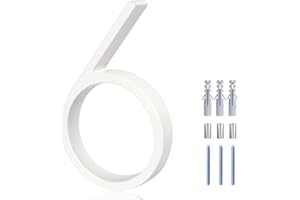 REAVOR 6 Inch White Mailbox Numbers for Outside - Modern Floating House Numbers for Outside, Creats Attractive Interesting Shadows, High Gloss Number 6