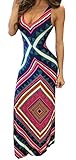 Bigyonger Women's Sexy Backless Halter Neck Vintage Floral Print Maxi Dress