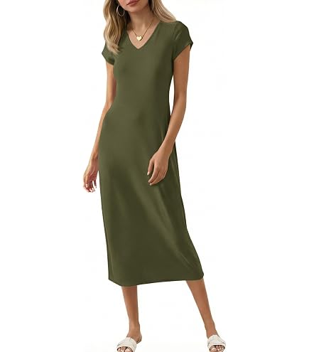 3 Pack Women's Maxi Dresses Casual Short Sleeve T-Shirt Dress Long Slit