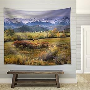 on a Rare Overcast Morning in Southwest Colorado, a Rancher Rounds Up The Last Stray Cattle Just Before Daybreak. - Fabric Wall Tapestry Home Decor - 51x60 inches