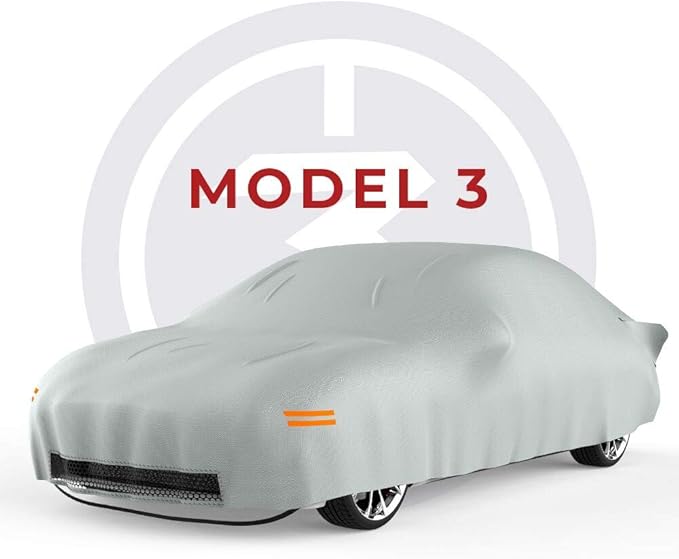 BougeRV For Tesla Model 3 Car Cover, All Weather Outdoor Waterproof Windproof Dustproof UV