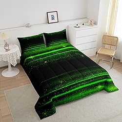 Ombre Stripes Bedding Set Queen Black Green Outer