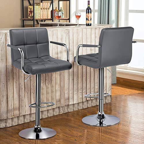 Yaheetech Counter Height Bar Stools Set of 2 PU Leather Swivel
