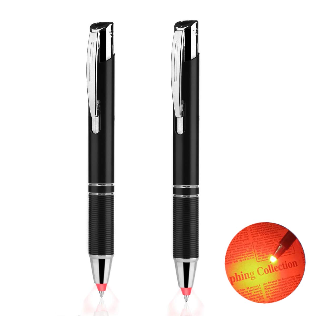 Penyeah 2-Pack Technical Light Up Pen with LED Light for Writing in The Dark - Red Light