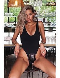 Sofsy Traje de baño de una pieza para dama traje de baño de corte alto espalda baja sexy trajes de baño retro sin espalda 80s 90s