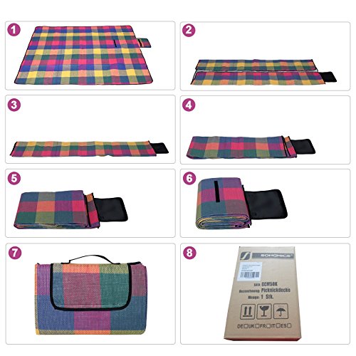 Songmics 195 x 150 cm Picknickdecke Campingdecke wärmeisoliert wasserdicht mit Tragegriff GCM50K – Bild 8